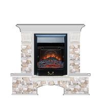 Электрокамин с классическим очагом 2D Glenrich Бостон К (Magestic BL,BR) камень-Арбат/цвет-Беленный дуб
