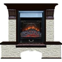 Электрокамин с классическим очагом 2D Glenrich Бостон К (Magestic BL,BR) камень-Грот однотонный/цвет-Венге