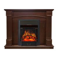 Электрокамин с классическим очагом 2D Royal Flame Boston Темный дуб с очагом Majestic FX Brass/Black