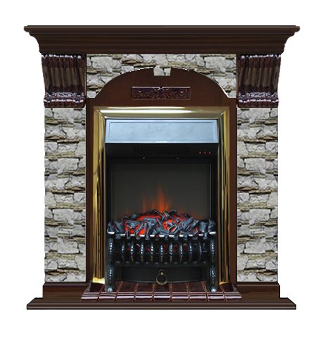 Электрокамин с классическим очагом 2D Glenrich Арочный (Fobos BL,BR) камень-Алтай/цвет-Дуб 46