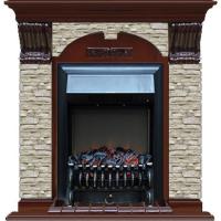 Электрокамин с классическим очагом 2D Glenrich Арочный (Fobos BL,BR) камень-Грот однотонный/цвет-Красное дерево