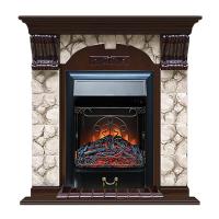 Электрокамин с классическим очагом 2D Glenrich Арочный (Magestic BL,BR) камень-Карелия/цвет-Дуб 46