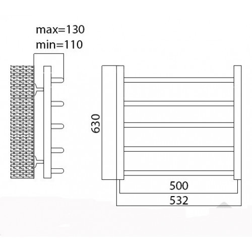 Электрический полотенцесушитель Terminus Классик П5 500*630 E L