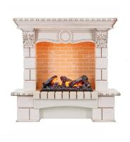 Электрокамин с классическим очагом 3D Dimplex Pierre Luxe (Cassete 600) Слоновая кость с патиной с очагом Cassete 600