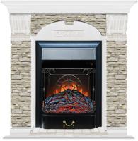 Электрокамин с классическим очагом 2D Glenrich Арочный (Magestic BL,BR) камень-Грот однотонный/цвет-Белый