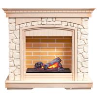 Электрокамин с классическим очагом 3D Dimplex Glasgow (слоновая кость с патиной) с очагом Cassete 400