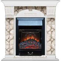 Электрокамин с классическим очагом 2D Glenrich Арочный (Magestic BL,BR) камень-Карелия/цвет-Белый