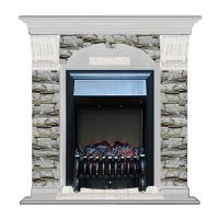 Электрокамин с классическим очагом 2D Glenrich Арочный (Fobos BL,BR) камень-Алтай/цвет-Беленный дуб