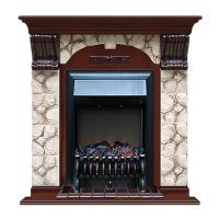 Электрокамин с классическим очагом 2D Glenrich Арочный (Fobos BL,BR) камень-Карелия/цвет-Красное дерево