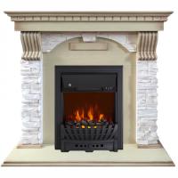 Электрокамин с классическим очагом 2D Royal Flame Dublin арочный сланец крем слоновая кость с очагом Aspen Black