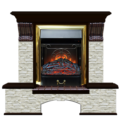 Электрокамин с классическим очагом 2D Glenrich Бостон К (Magestic BL,BR) камень-Грот однотонный/цвет-Венге