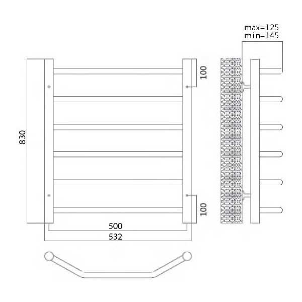 Электрический полотенцесушитель Terminus Виктория П6 500*830 E R