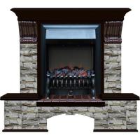 Электрокамин с классическим очагом 2D Glenrich Бостон К (Fobos BL,BR) камень-Алтай цвет-Венге