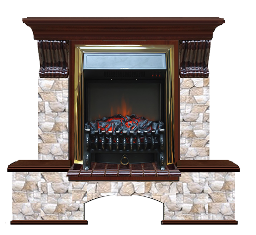 Электрокамин с классическим очагом 2D Glenrich Бостон К (Fobos BL,BR) камень-Арбат цвет-Красное дерево
