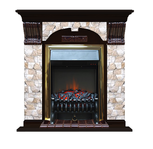 Электрокамин с классическим очагом 2D Glenrich Арочный (Fobos BL,BR) камень-Арбат/цвет-Венге