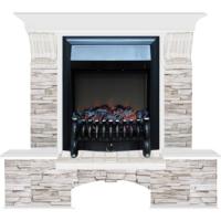 Электрокамин с классическим очагом 2D Glenrich Бостон К (Fobos BL,BR) камень-Мисхор/цвет-Белый