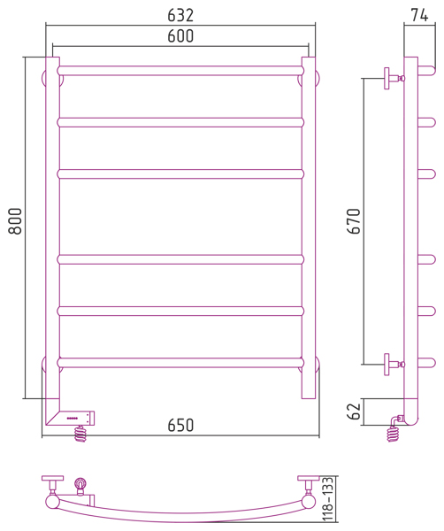 Электрический полотенцесушитель Сунержа Галант 2.0 800х600 (00-5200-8060)