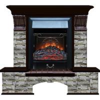 Электрокамин с классическим очагом 2D Glenrich Бостон К (Magestic BL,BR) камень-Алтай/цвет-Венге