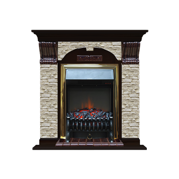 Электрокамин с классическим очагом 2D Glenrich Арочный (Fobos BL,BR) камень-Грот однотонный/цвет-Венге