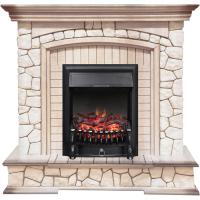 Электрокамин с классическим очагом 2D Royal Flame Preston (Слоновая кость с патиной) с очагом Fobos FX Black