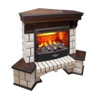 Электрокамин с классическим очагом 3D Real-Flame Stone Corner 25/25,5 AO с очагом 3D Firestar 25,5