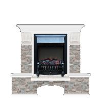 Электрокамин с классическим очагом 2D Glenrich Бостон К (Fobos BL,BR) камень-Грот цветной/цвет-Белый