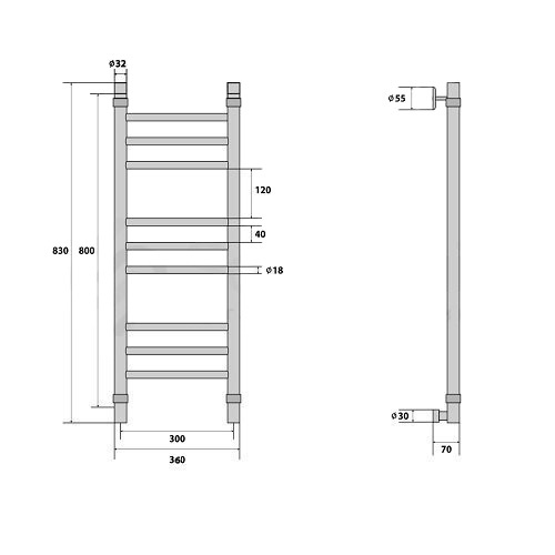 Водяной полотенцесушитель Energy Prestige 800x300