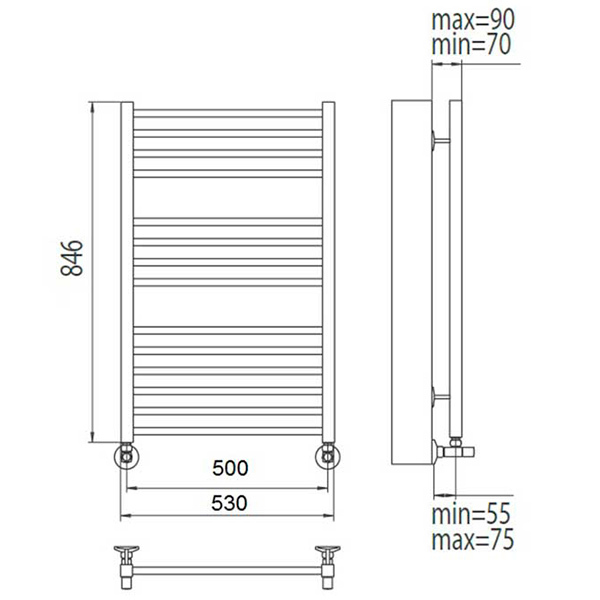 Водяной полотенцесушитель Terminus Сицилия П14 500*846