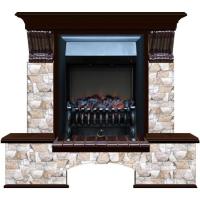Электрокамин с эффектом живого огня Glenrich Бостон К (Fobos BL,BR) камень-Арбат цвет-Дуб 46