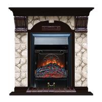 Электрокамин с классическим очагом 2D Glenrich Арочный (Magestic BL,BR) камень-Карелия/цвет-Венге