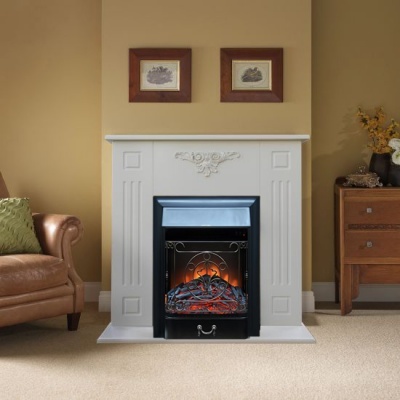 Электрокамин с классическим очагом 2D Glenrich Лотос М (Magestic BL,BR) Белый