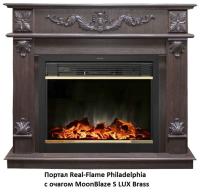 Электрокамин с широким очагом 2D Real-Flame Philadelphia 25,5/26 DN с очагом Moonblaze lux Bl/Br