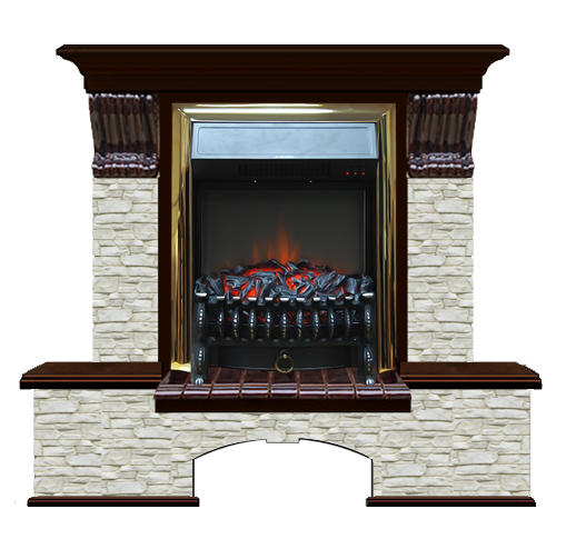 Электрокамин с классическим очагом 2D Glenrich Бостон К (Fobos BL,BR) камень-Грот однотонный/цвет-Дуб 46