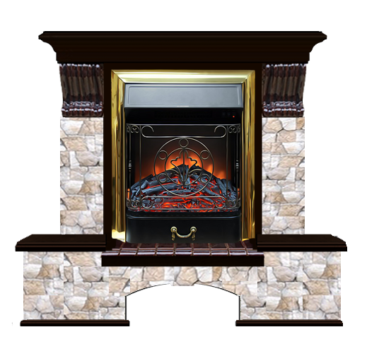 Электрокамин с классическим очагом 2D Glenrich Бостон К (Magestic BL,BR) камень-Арбат/цвет-Венге