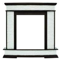 Классический портал для камина Firelight Scala Classic камень сланец скалистый белый, шпон тёмный дуб