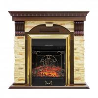 Электрокамин с классическим очагом 2D Royal Flame Dublin арочный сланец с очагом Majestic Black/Brass (Темный дуб)