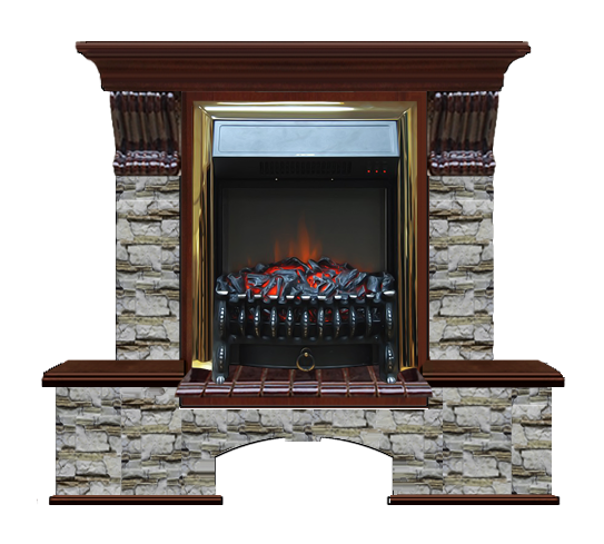 Электрокамин с классическим очагом 2D Glenrich Бостон К (Fobos BL,BR) камень-Алтай цвет-Красное дерево