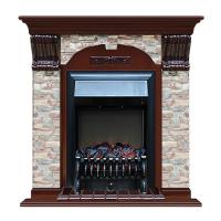 Современный камин для загородного дома Glenrich Арочный (Fobos BL,BR) камень-Грот цветной/цвет-Красное дерево