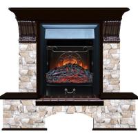 Электрокамин с классическим очагом 2D Glenrich Бостон К (Magestic BL,BR) камень-Арбат/цвет-Венге