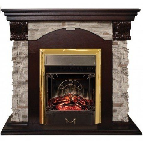 Камин для дома электрический Real-Flame Dublin ROCK STD/EUG 24 AO с очагом Fobos s Lux BL/BR, Majestic s Lux BL/BR