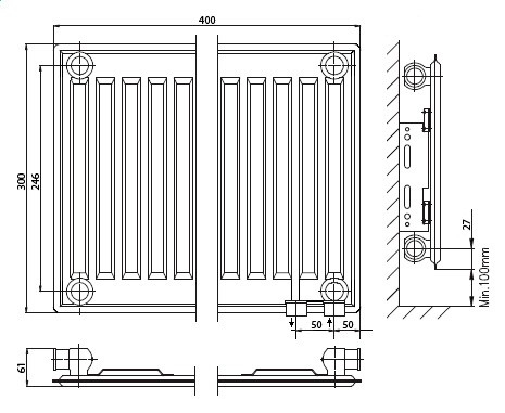 Стальной панельный радиатор Тип 10 Kermi FTV(FKV) 10 500x1400