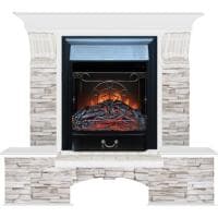 Электрокамин с классическим очагом 2D Glenrich Бостон К (Magestic BL,BR) камень-Мисхор/цвет-Белый