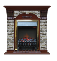 Электрокамин с классическим очагом 2D Glenrich Арочный (Fobos BL,BR) камень-Алтай/цвет-Красное дерево