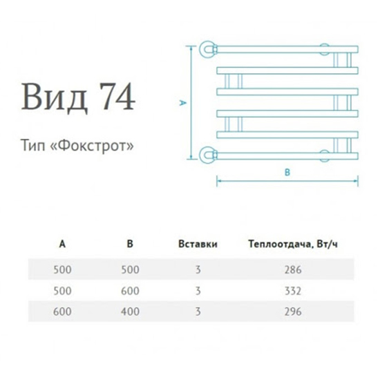 Водяной полотенцесушитель Маргроид Вид 74 50*50