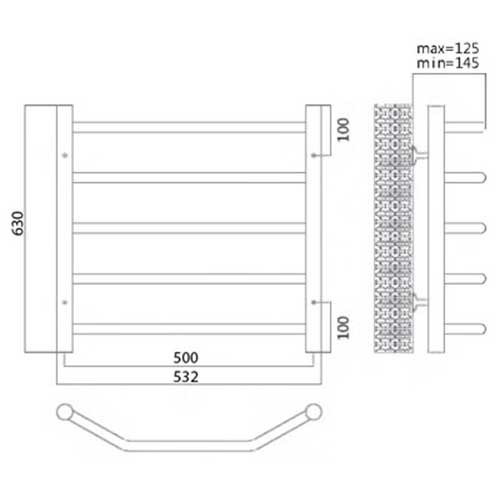 Электрический полотенцесушитель Terminus Виктория П5 500*630 E L