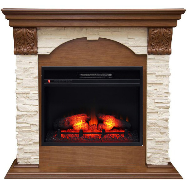 Электрокамин с широким очагом 2D Real-Flame Dublin LUX STD/EUG/24 AO (DN) Eridan 24