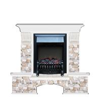 Электрокамин с классическим очагом 2D Glenrich Бостон К (Fobos BL,BR) камень-Арбат/цвет-Белый