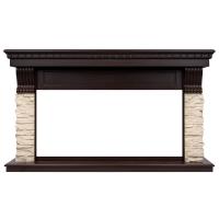 Линейный портал Firelight Michigan 42/40/36, камень молочный, шпон темный дуб