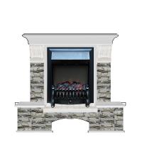 Электрокамин с классическим очагом 2D Glenrich Бостон К (Fobos BL,BR) камень-Алтай/цвет-Белый
