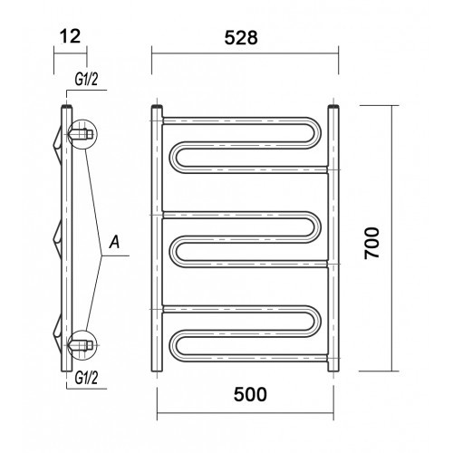 Водяной полотенцесушитель Domoterm Офелия П9 500*700 АБР